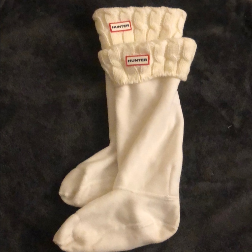 Knit white tall hunter boot welly socks